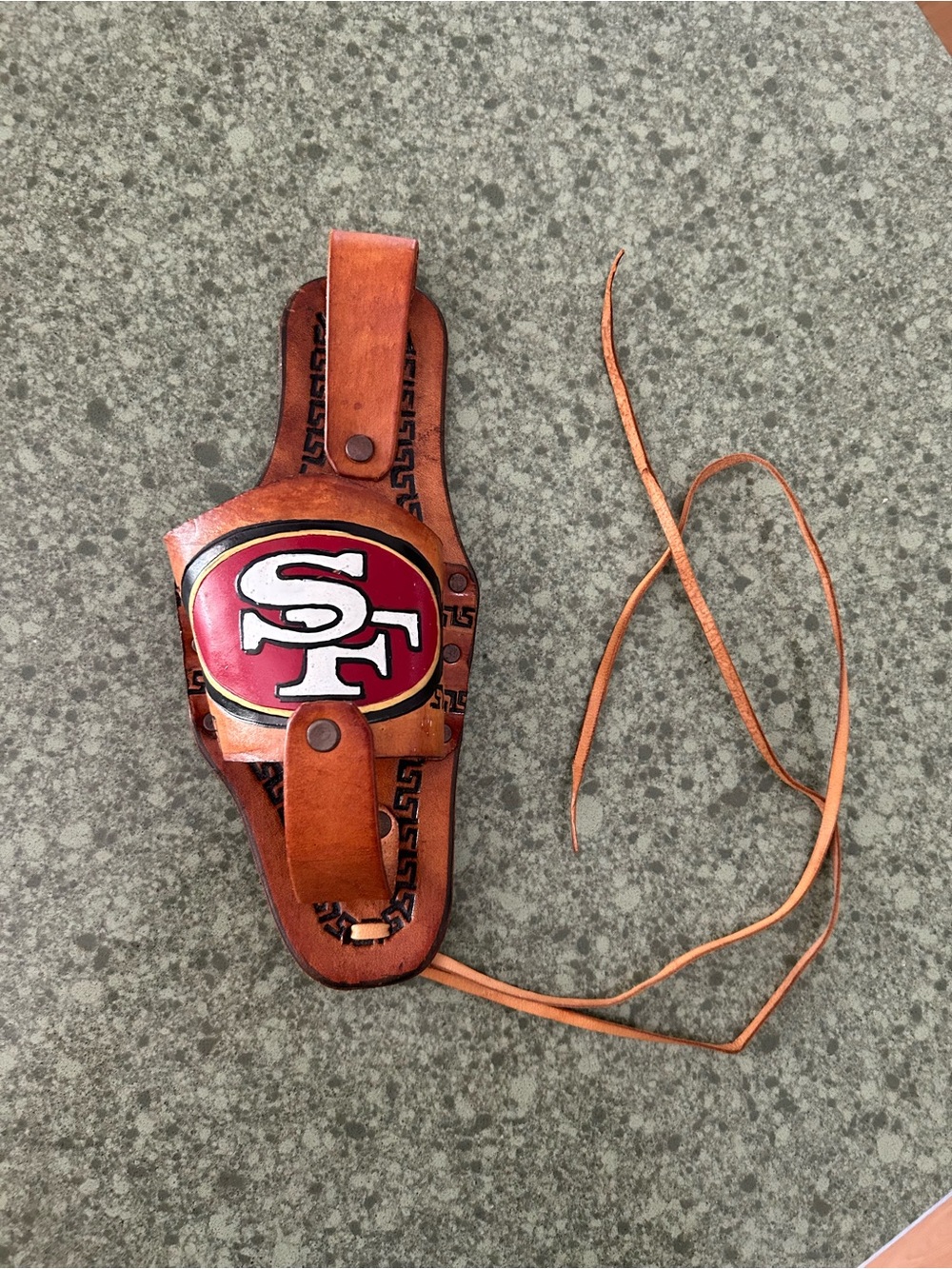 Leather Beer Holster with hand painted San Francisco 49ers Team Logo